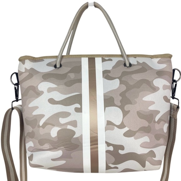 HAUTE SHORE Neoprene
Crossbody Tote in Sahara Beige Camo - Picture 1 of 10
